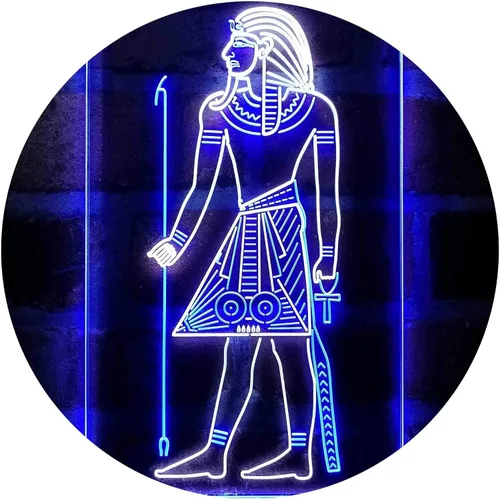 Vista 12 de ADVPRO Pirámides egipcias Antiguo Egipto Menes Faraón Hombre Dual Color LED Neon Sign Azul y Rojo 8 x 12 pulgadas st6s23-i4050-br