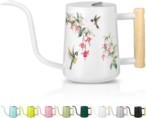 Vista 9 de Regadera para plantas de interior, 35 onzas, pequeña regadera de metal de acero inoxidable para interiores, moderna maceta decorativa con boquilla