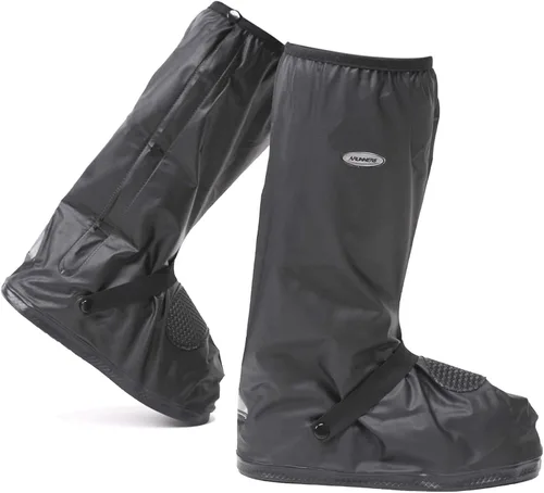 Vista 9 de DJZSSXLW - Fundas impermeables para zapatos de lluvia y nieve, botas de motocicleta para mujeres y hombres, color negro (XL)