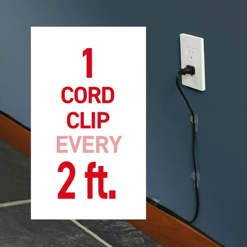 Vista 4 de Command Ganchos redondos para cables, Clips para colgar cables sin dañar, Clips de pared sin herramientas para colgar cables eléctricos
