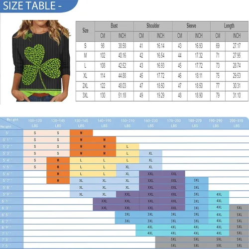 Vista 3 de Camisa del día de San Patricio, camisetas de manga 34 para mujer, camisetas irlandesas del día de San Patricio, camisetas estampadas con trébol