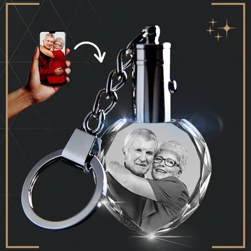 Vista 4 de CAPTUR3D Llavero con luz de cristal para fotos con foto personalizada grabada y luz LED regalo personalizado