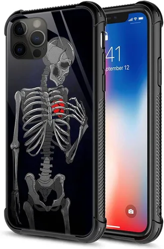 Vista 33 de ZHEGAILIAN Funda para iPhone 13, parte trasera de vidrio templado + funda protectora de TPU de silicona suave con diseño de munición