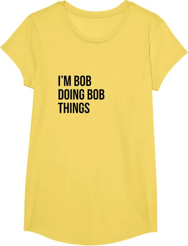Vista 34 de Camiseta con texto en inglés "I'm Bob Doing Bob Things" Asfalto
