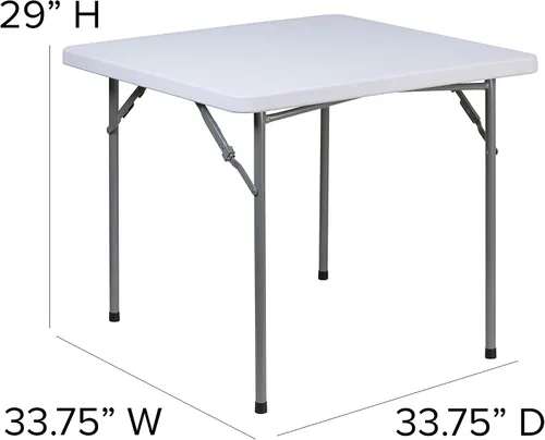 Vista 3 de Flash Furniture Kathryn Mesa plegable cuadrada de plástico blanco granito de 2.81 pies con patas de bloqueo recubiertas de polvo