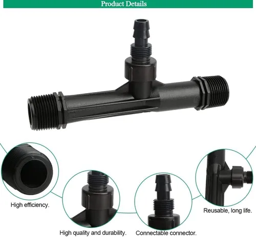 Vista 5 de Venturi de riego de 1 pulgada, mezclador de fertilizantes, inyectores, tubo de agricultura, herramienta de plástico negro para jardín al aire libre