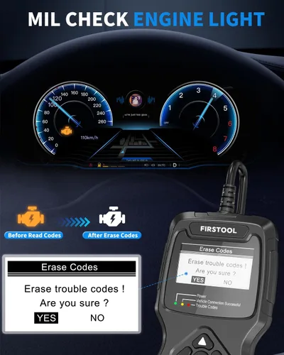 Vista 3 de Escáner OBD2 para automóvil, FIRSTOOL OBD2, herramienta de lector de código de diagnóstico con preparación I/M, probador de batería, luz de control