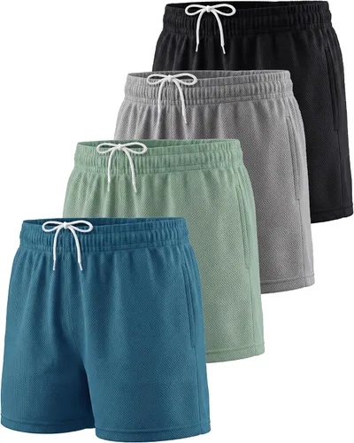 Vista 12 de Paquete de 4 pantalones cortos de malla para niñas, atléticos, baloncesto Conjunto 1