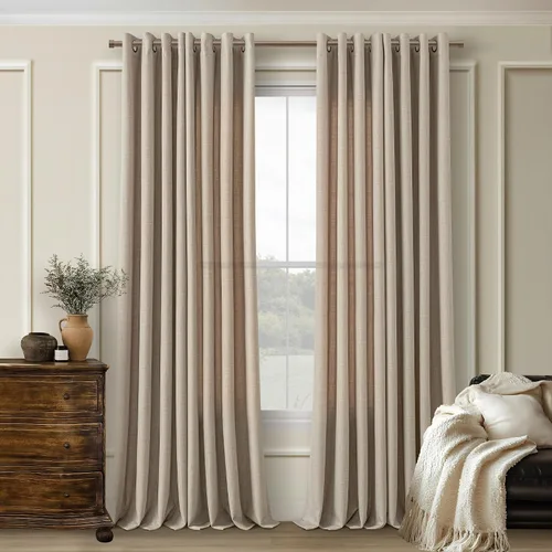 Vista 44 de Cortinas de avena con ojales DUKIYO de 96 pulgadas de largo para sala de estar, comedor, juego de 2 paneles, cortinas de arena y beige