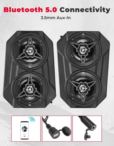 Vista 7 de KEMIMOTO Sistema de sonido UTV de 6.5 pulgadas, altavoces UTV, barra de sonido estéreo superior Bluetooth para UTV, se adapta a jaulas de rollo