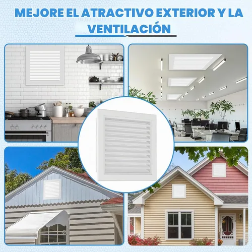 Vista 7 de Ventilación de Ático de Aluminio Premium de 6"x6" con Malla, Flujo de Aire Óptimo para Áticos, Cobertizos y Hastiales, Abertura de Ventilación