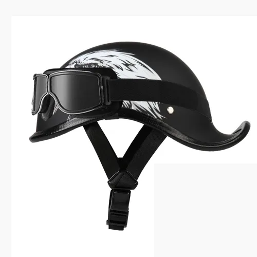 Vista 24 de Medio casco de motocicleta vintage, aprobado por el DOT, para adultos, casco convertible vintage para scooters, ciclomotores, cascos de motocicleta