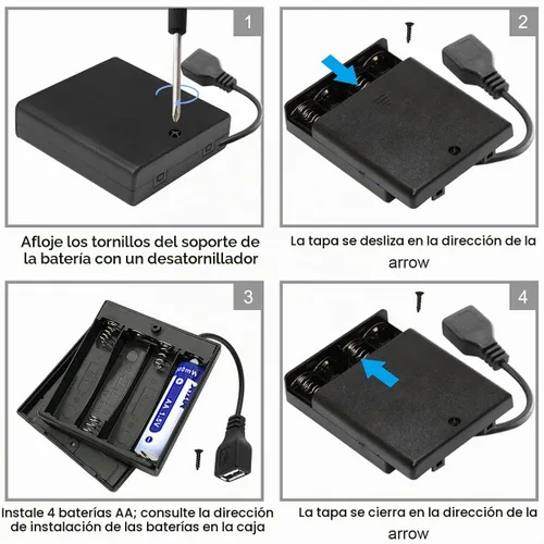 Vista 6 de 4 piezas 4 AA soporte de batería USB interruptor, 6 V USB hembra zócalo, 4 x 1.5V AA caja caja caja titular interruptor de encendido/apagado