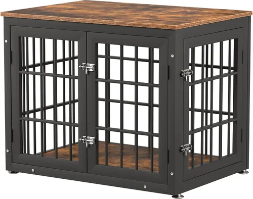 Vista 34 de rehomerance Mueble de jaula de perro resistente de 26 pulgadas para perros pequeños, mesa auxiliar decorativa para casa de mascotas, muebles de Negro