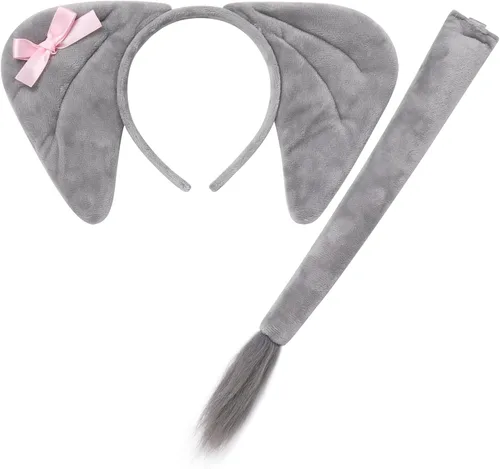 Vista 6 de AWIBMK Disfraz con temática de animales para niñas pequeñas, falda de tul con orejas, diadema, pajarita y cola para Halloween y cosplay