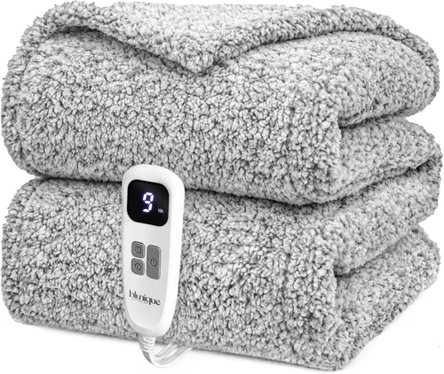 Vista 19 de Heated Blanket Electric Blanket Queen - Fast Heating Blanket Throw Dual Control Double Sided Sherpa with 10 Heating Levels & 2-10 Hours Auto Off