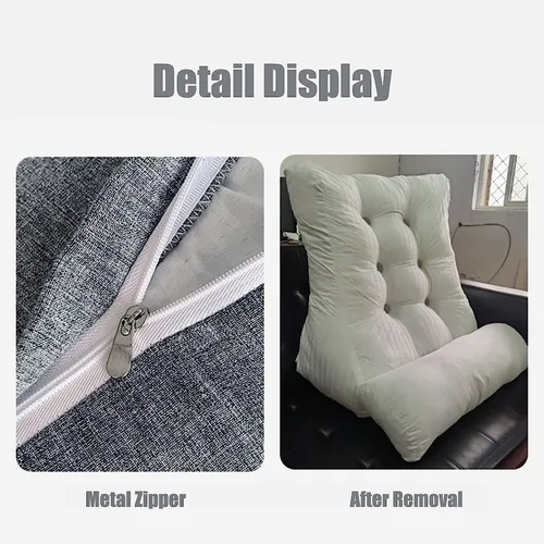 Vista 4 de Almohada de lectura con cuello, respaldo de cabecera triangular, cojín de soporte lumbar, almohada de apoyo de espalda para soporte de espalda