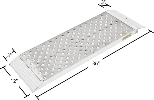 Vista 3 de Guardian Rampas de cobertizo de doble corredor de 3 pies de largo con superficie de placa perforadora de aluminio, capacidad de 1,500 libras