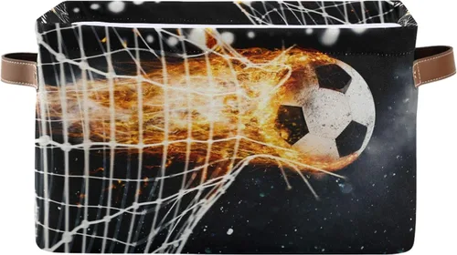 Vista 11 de AUUXVA Cesta de almacenamiento para fútbol, bola de fuego, caja de cubo de almacenamiento deportiva, de lona duradera, plegable, cesta organizadora