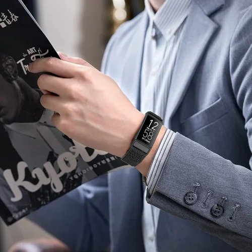 Vista 5 de Vodtian Correa de reloj de nailon elástica compatible con Fitbit Charge 4/Fitbit Charge 3 /SE, correas deportivas trenzadas ajustables Solo Loop
