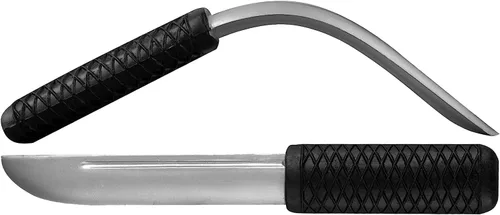 Vista 6 de Cuchillo de goma falso, paquete de 2 – Arma profesional de entrenamiento de artes marciales de autodefensa MMA
