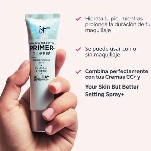 Vista 4 de IT Cosmetics Your Skin But Better Makeup Primer+ - Extiende el uso del maquillaje, hidrata la piel, refina el aspecto de los poros - Con glicerina
