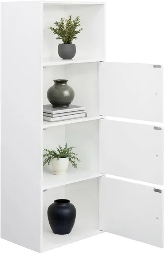 Vista 4 de Convenience Concepts Xtra Storage - Estantería de tres puertas con acabado de madera blanca