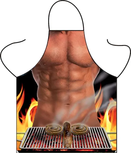 Vista 11 de Delantal divertido y lindo para cocinar para hornear barbacoa, regalo para disfraz de fiesta de adultos (pelo rubio)