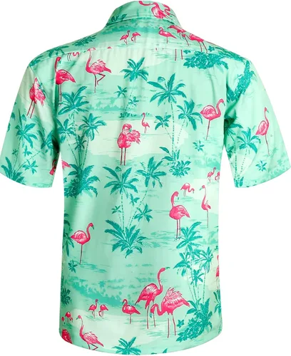 Vista 2 de APTRO Camisa hawaiana elástica en 4 direcciones para hombre camisas de playa tropicales