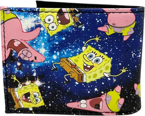 Vista 2 de Bob Esponja Patricio Dibujos Animados PU Cuero Sintético Billetera, Negro -, Casual