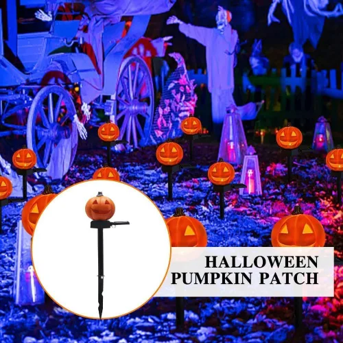 Vista 9 de Paquete de 2 luces LED con energía solar, paisaje, jardín, césped, Halloween, Jack-O-Lantern al aire libre