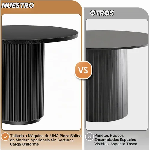 Vista 8 de Mesa de comedor redonda, 35 pulgadas, mesa de cocina moderna de granja Negro