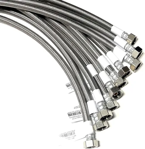 Vista 7 de Conector de línea de suministro de agua para grifo de acero inoxidable trenzado, línea de suministro para grifo - rosca de compresión hembra de 3/8