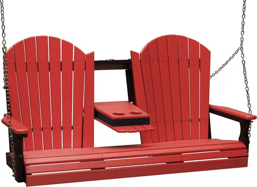 Vista 20 de LuxCraft Adirondack - Columpio colgante para porche delantero de 5 pies con consola abatible, asientos hasta 3, banco de columpio de patio al aire