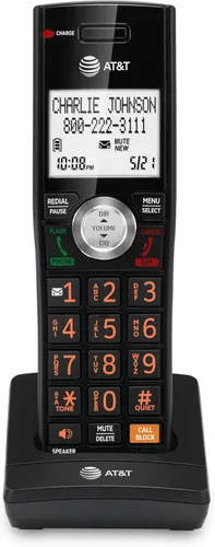 Vista 21 de AT&T CL84107 DECT 6.0 Teléfono expandible con cable/inalámbrico con bloqueador de llamadas inteligente, negro/plata con 1 auricular