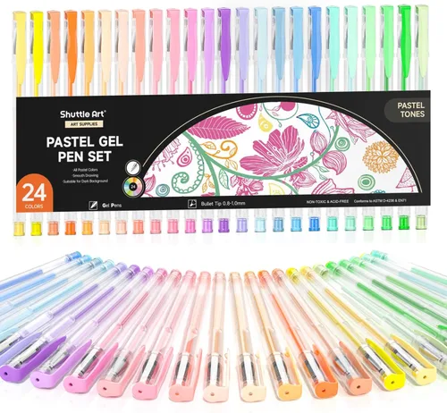 Vista 13 de Shuttle Art Paquete de 60 bolígrafos de gel de tono rojo amarillo, 30 bolígrafos de gel rojo, naranja, amarillo, con 30 recambios para adultos