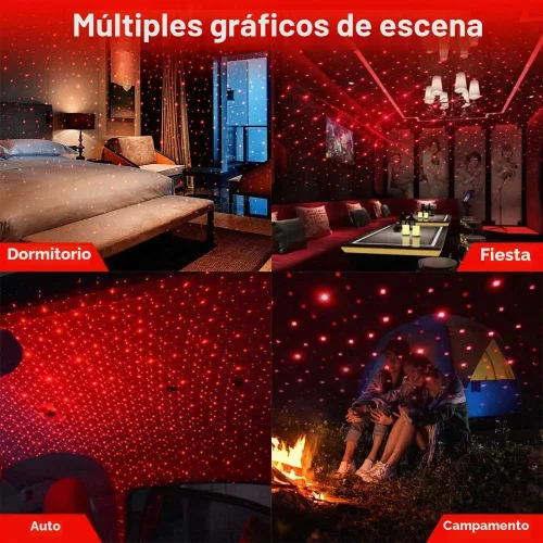 Vista 4 de LEDCARE Proyector de Estrellas USB con Luz Nocturna, Luces Portátiles Ajustables Románticas para Techo Interior del Automóvil, Proyector de Lámpara