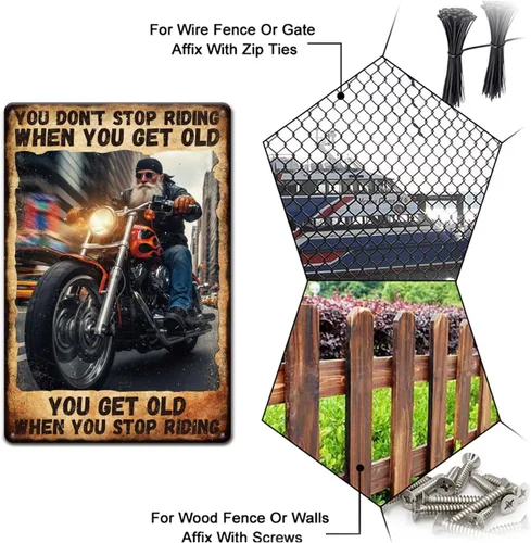 Vista 4 de GLOBLELAND Letrero de metal vintage de metal para motocicleta de 12 x 8 pulgadas con texto inspirador retro con texto inspirador para pared