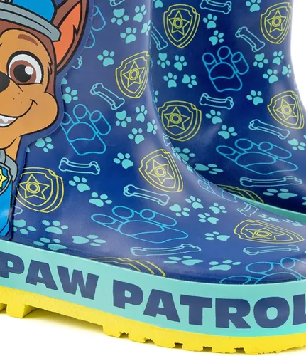 Vista 5 de Paw Patrol Botas Wellies para niños y niños pequeños Chase Rescue Pups Police Cop Wellington Botas Zapatos resistentes al agua para caminar