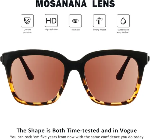Vista 4 de mosanana Gafas de sol de gran tamaño para mujer, estilo cuadrado de moda, modelo DIVA