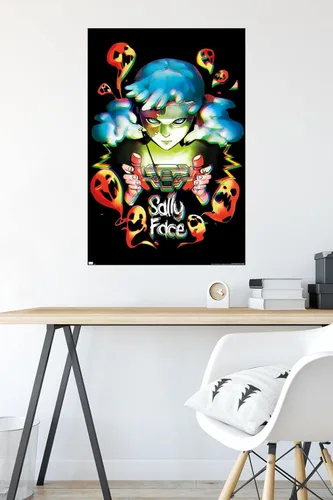 Vista 4 de Sally Face - Póster de pared de fantasmas, 34 pulgadas de largo x 22.4 pulgadas de ancho, versión sin marco