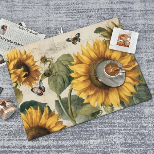 Vista 8 de Tapete de secado de platos de girasol y mariposa para encimera de cocina, protector y decoración súper absorbente de doble cara de microfibra
