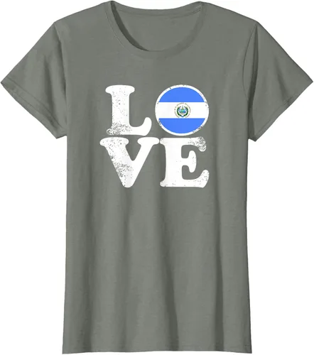 Vista 18 de Love El Salvador Flag tShirt Home Pride Distressed Tee T-Shirt