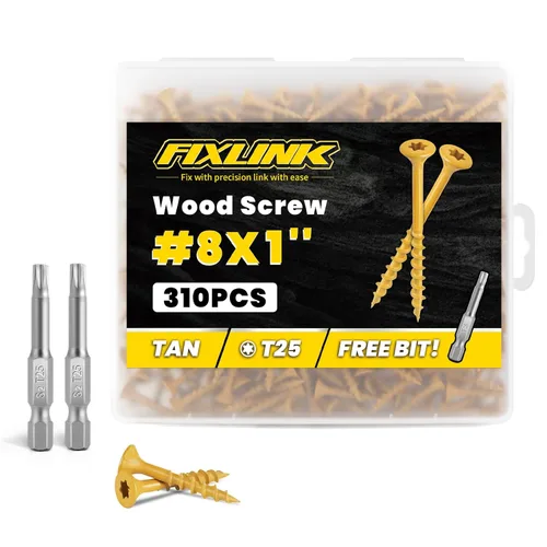 Vista 36 de Tornillos de madera de 1 pulgada, tornillos de cubierta FIXLINK #8 x 1, 150 piezas, con revestimiento epoxi, T25 Star Bit con revestimiento