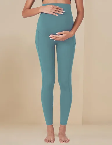 Vista 5 de POSHDIVAH Leggings de entrenamiento de maternidad para mujer sobre el vientre, pantalones de yoga con bolsillos, ropa deportiva suave, pantalones