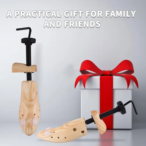 Vista 7 de Camilla de zapatos para mujeres y hombres, un par de camillas de zapatos de madera para mujeres y hombres ajustables en longitud y ancho.
