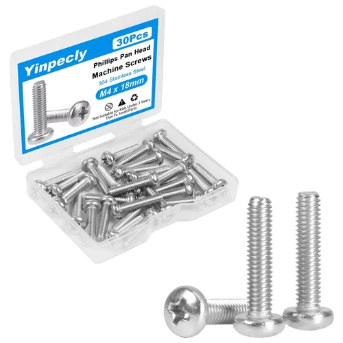 Vista 10 de 20 tornillos de máquina de cabeza plana M4 x 1.575 in acero