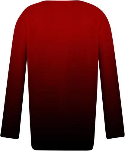 Vista 4 de Camisa de manga larga con cuello en V para mujer, camiseta con estampado degradado, suave, ligera, con botones, para otoño, sudaderas básicas