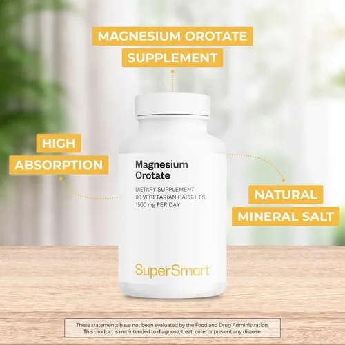 Vista 3 de Supersmart - Orotato de magnesio 1500 mg por día (alta absorción) - Relajante muscular y salud cardíaca - Alivio del estrés y apoyo para dormir