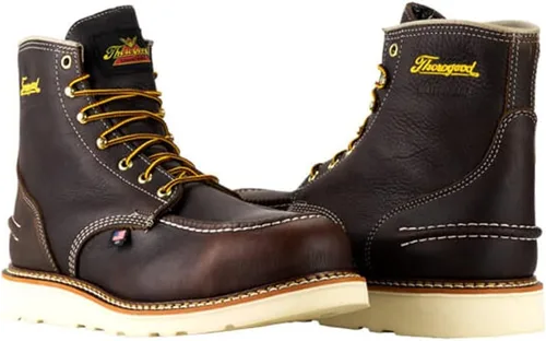 Vista 4 de Thorogood 1957 Series Botas de Trabajo Impermeables con Puntera Moc de 6" para Hombres - Puntera Suave, Cuero de Grano Completo con Suela de Cuña